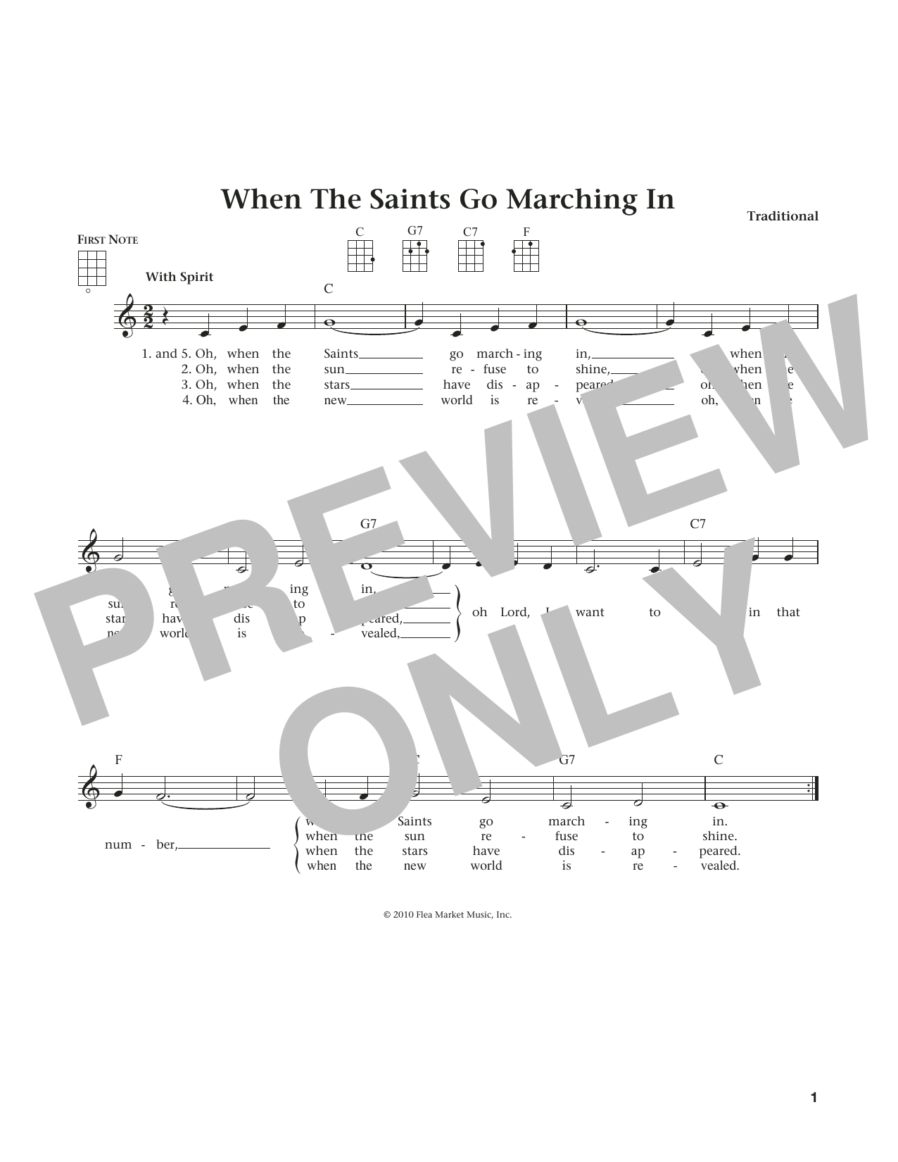Traditional When The Saints Go Marching In (from The Daily Ukulele) (arr. Liz and Jim Beloff) Sheet Music Notes & Chords for Ukulele - Download or Print PDF