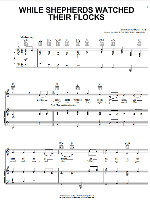 Traditional While Shepherds Watched Their Flocks Sheet Music Notes & Chords for Easy Piano - Download or Print PDF