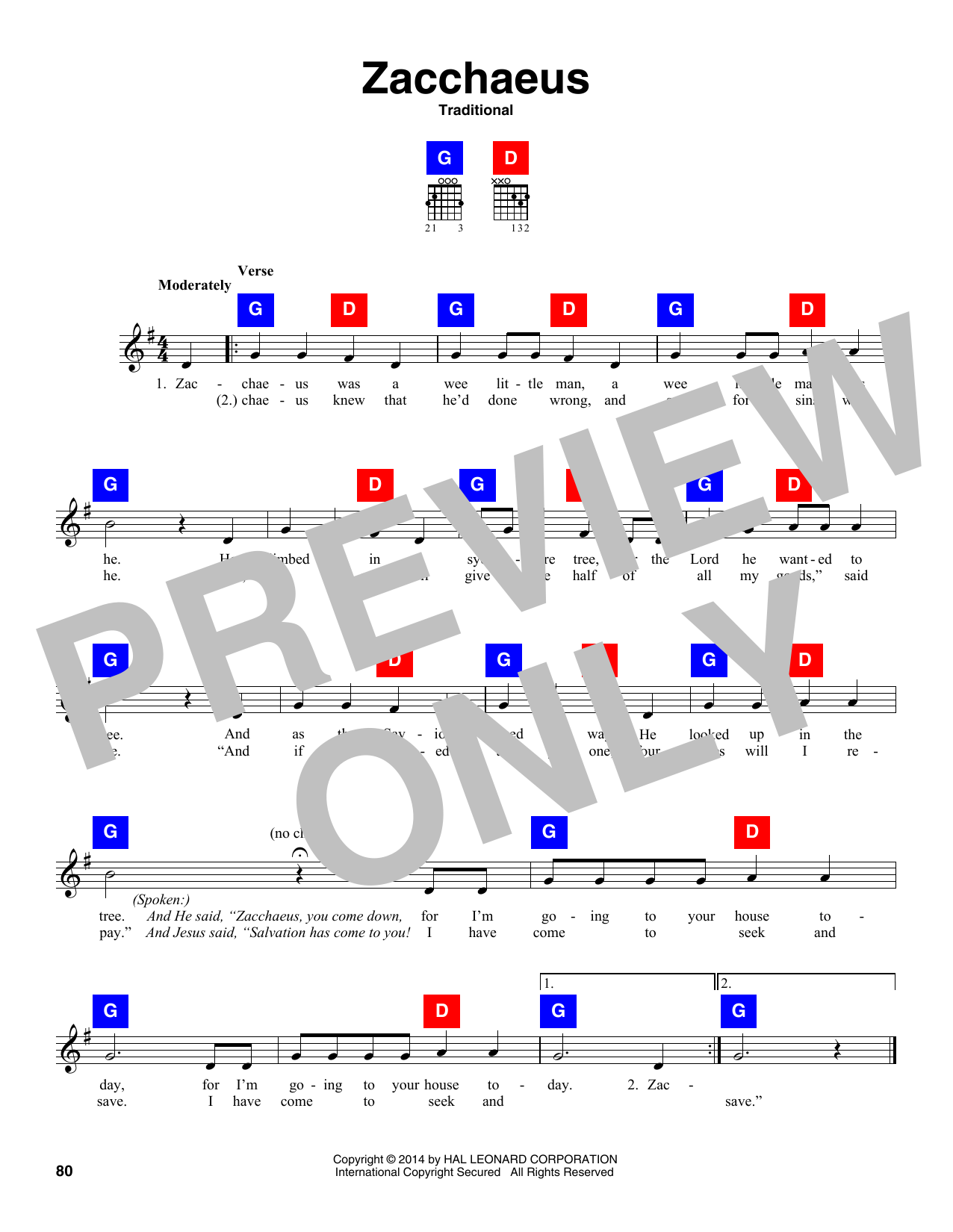 Traditional Zacchaeus Sheet Music Notes & Chords for 5-Finger Piano - Download or Print PDF