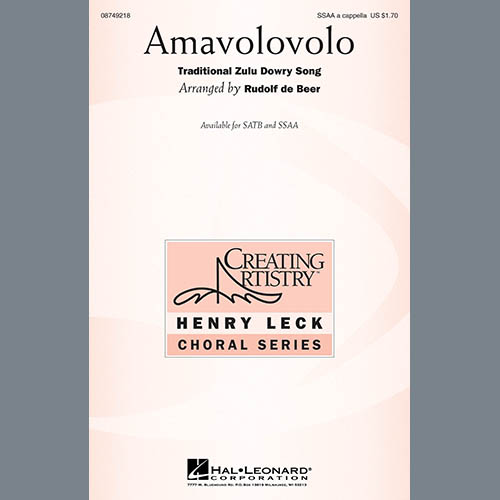 Traditional Zulu Dowry Song, Amavolovolo (arr. Rudolf de Beer), SATB Choir