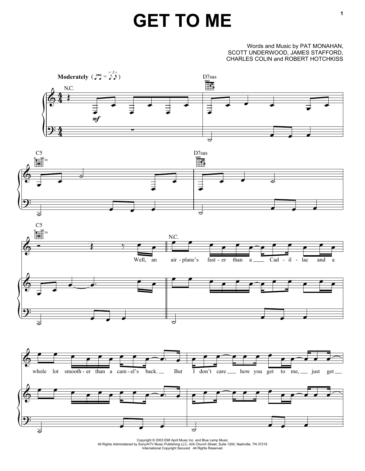 Train Get To Me Sheet Music Notes & Chords for Piano, Vocal & Guitar (Right-Hand Melody) - Download or Print PDF