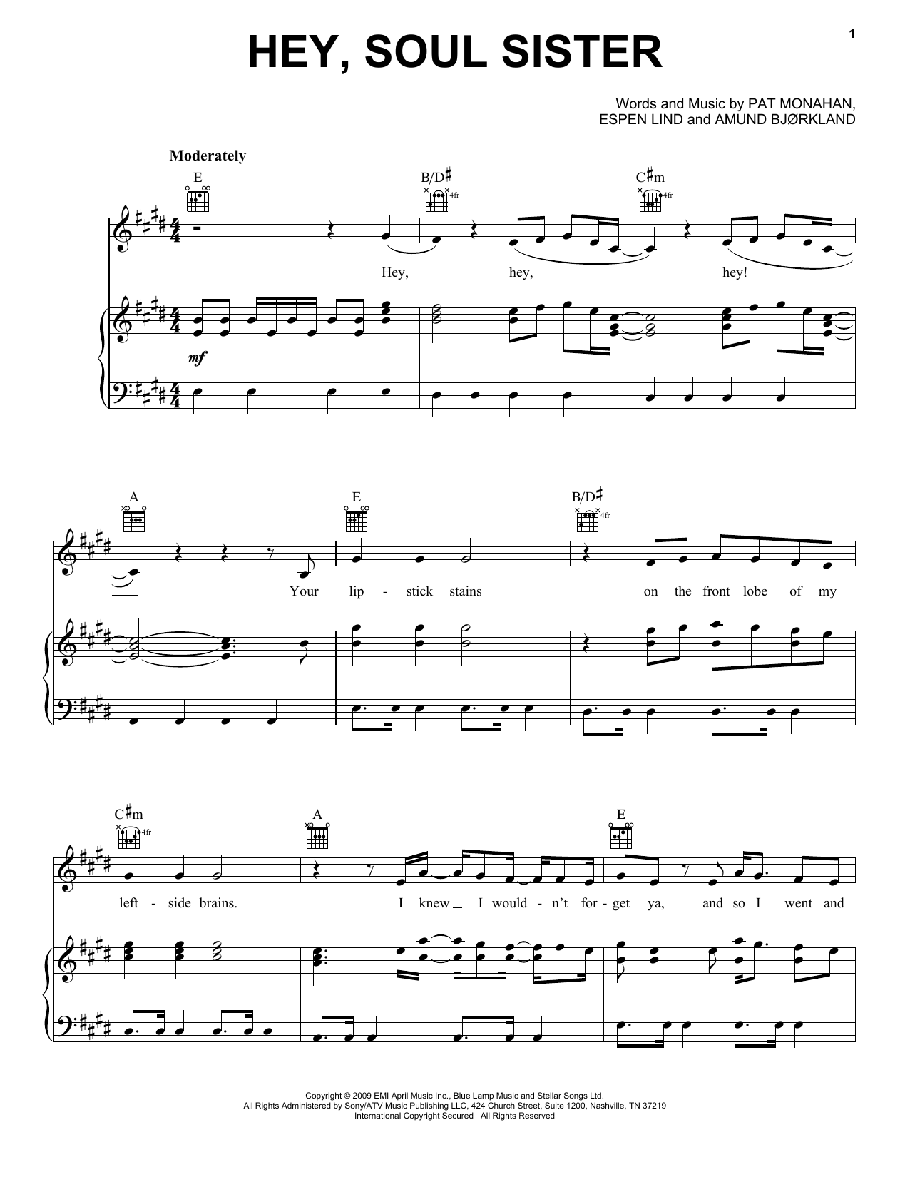 Train Hey, Soul Sister Sheet Music Notes & Chords for Easy Guitar - Download or Print PDF