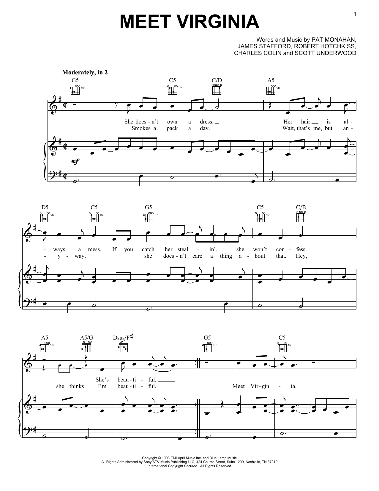 Train Meet Virginia Sheet Music Notes & Chords for Piano, Vocal & Guitar (Right-Hand Melody) - Download or Print PDF