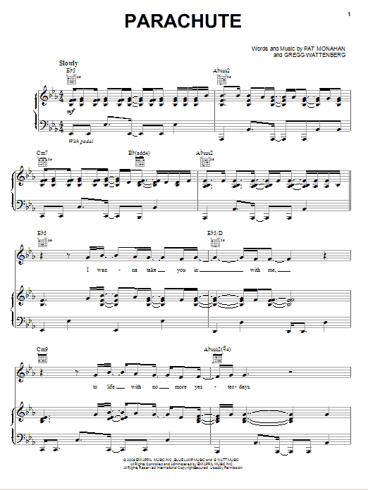 Train Parachute Sheet Music Notes & Chords for Piano, Vocal & Guitar (Right-Hand Melody) - Download or Print PDF