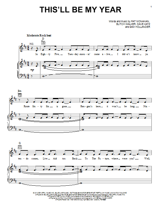 Train This'll Be My Year Sheet Music Notes & Chords for Piano, Vocal & Guitar (Right-Hand Melody) - Download or Print PDF