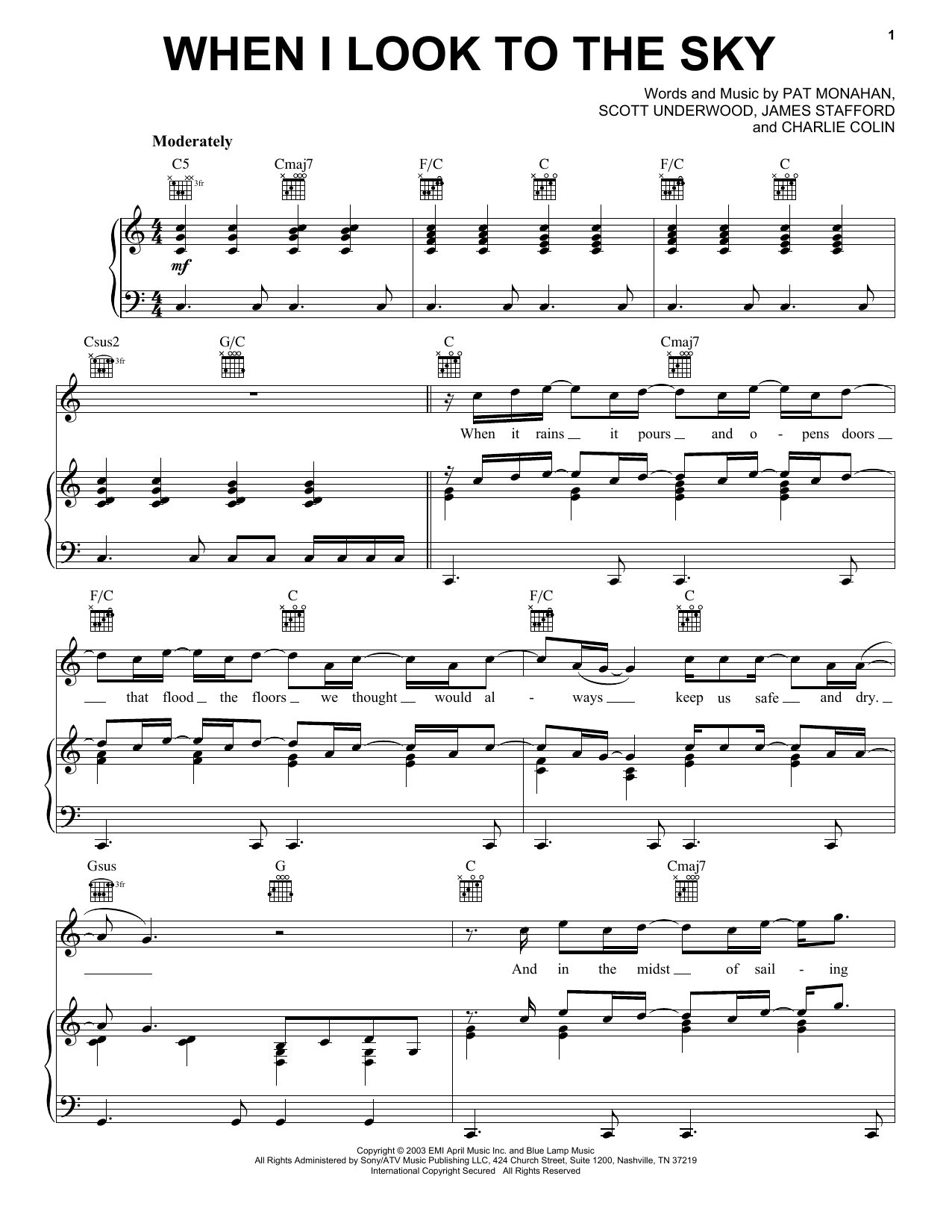 Train When I Look To The Sky Sheet Music Notes & Chords for Piano, Vocal & Guitar (Right-Hand Melody) - Download or Print PDF