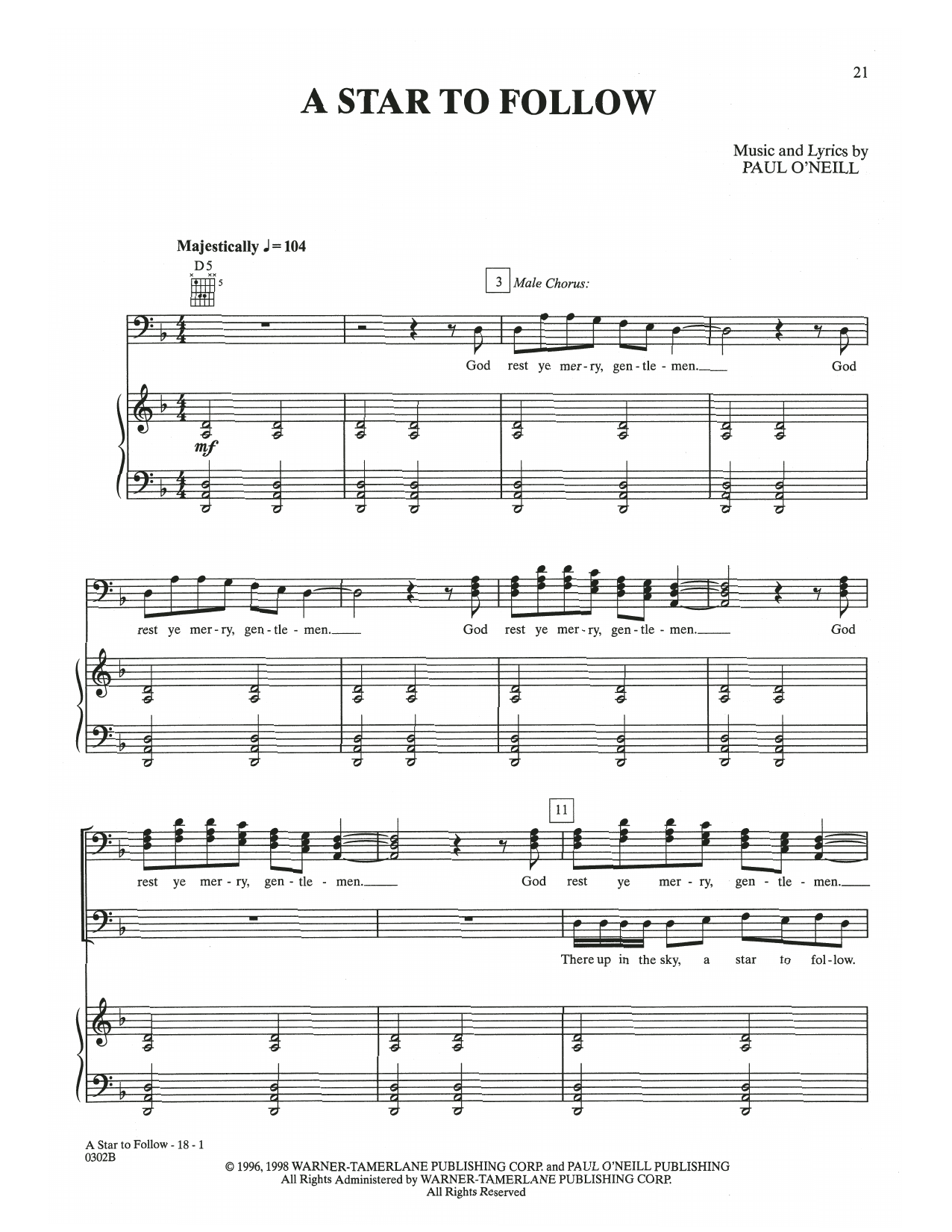 Trans-Siberian Orchestra A Star To Follow Sheet Music Notes & Chords for Piano, Vocal & Guitar (Right-Hand Melody) - Download or Print PDF