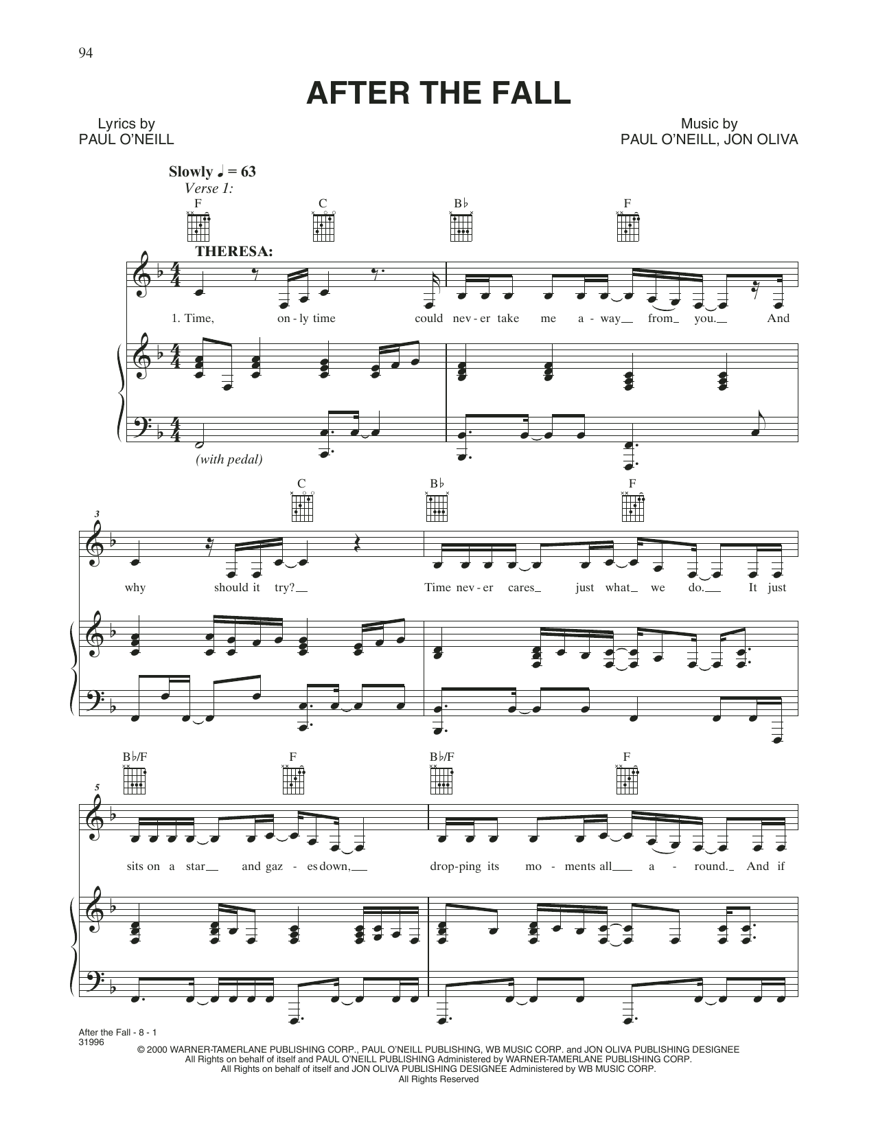 Trans-Siberian Orchestra After The Fall Sheet Music Notes & Chords for Piano, Vocal & Guitar (Right-Hand Melody) - Download or Print PDF