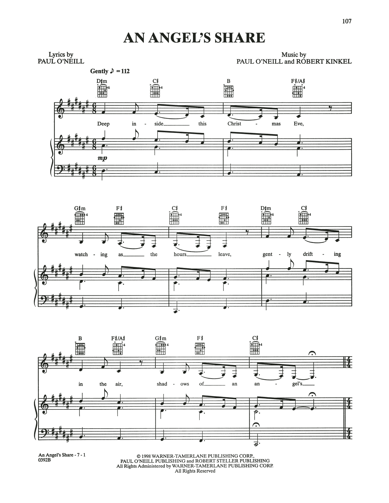 Trans-Siberian Orchestra An Angel's Share Sheet Music Notes & Chords for Piano, Vocal & Guitar (Right-Hand Melody) - Download or Print PDF