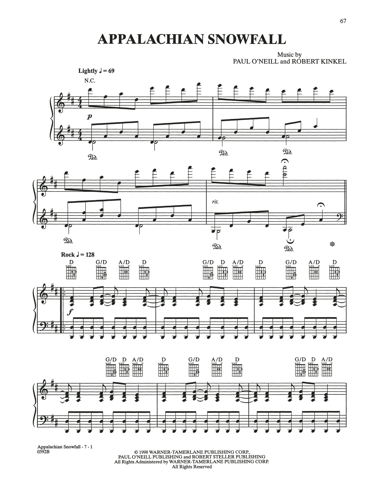 Trans-Siberian Orchestra Appalachian Snowfall Sheet Music Notes & Chords for Piano Solo - Download or Print PDF