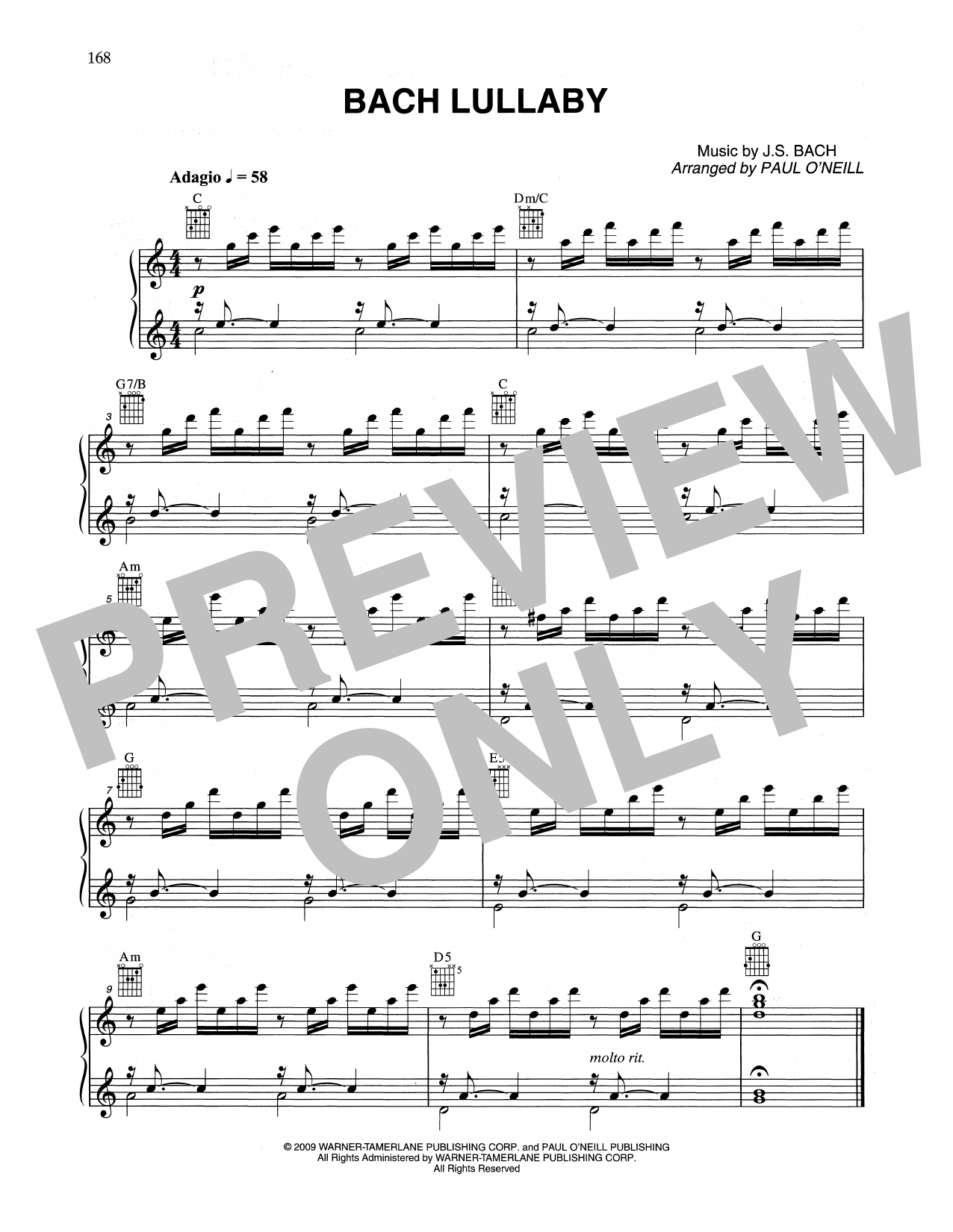 Trans-Siberian Orchestra Bach Lullaby Sheet Music Notes & Chords for Piano Solo - Download or Print PDF