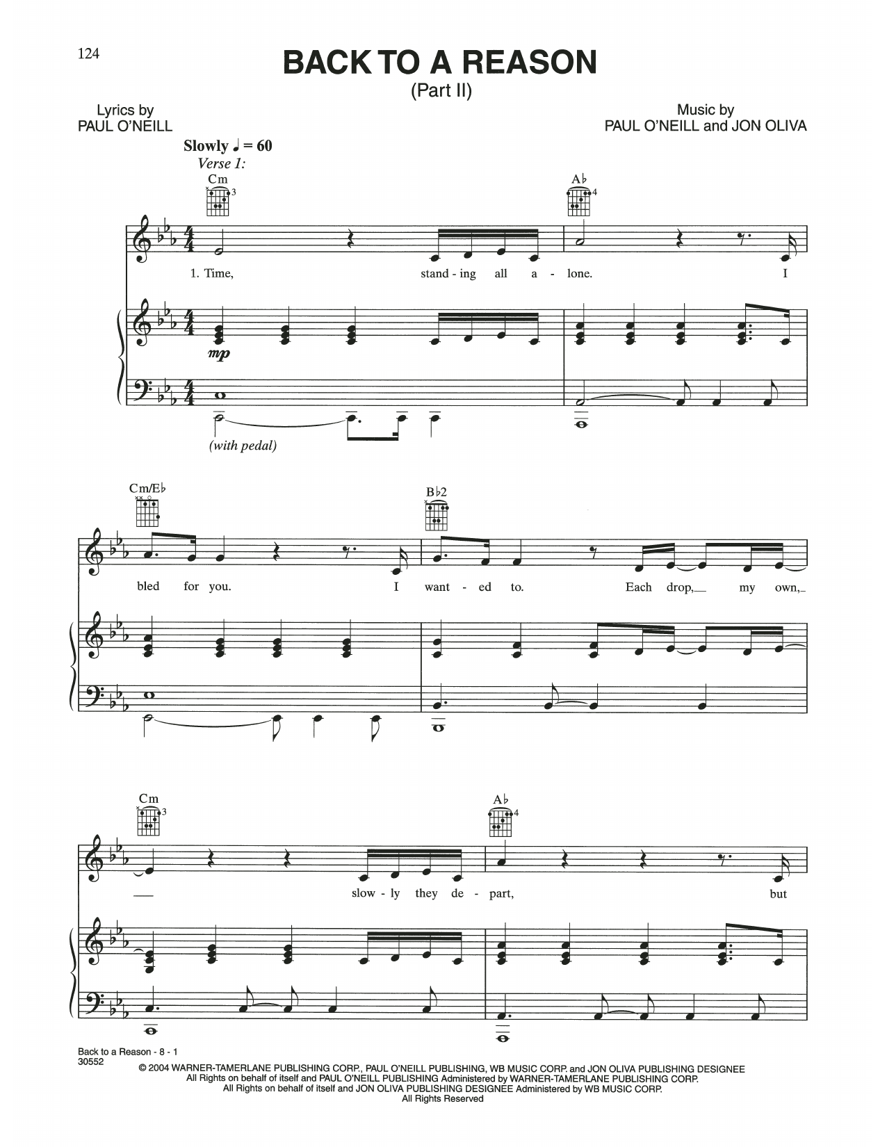 Trans-Siberian Orchestra Back To A Reason Sheet Music Notes & Chords for Piano, Vocal & Guitar (Right-Hand Melody) - Download or Print PDF