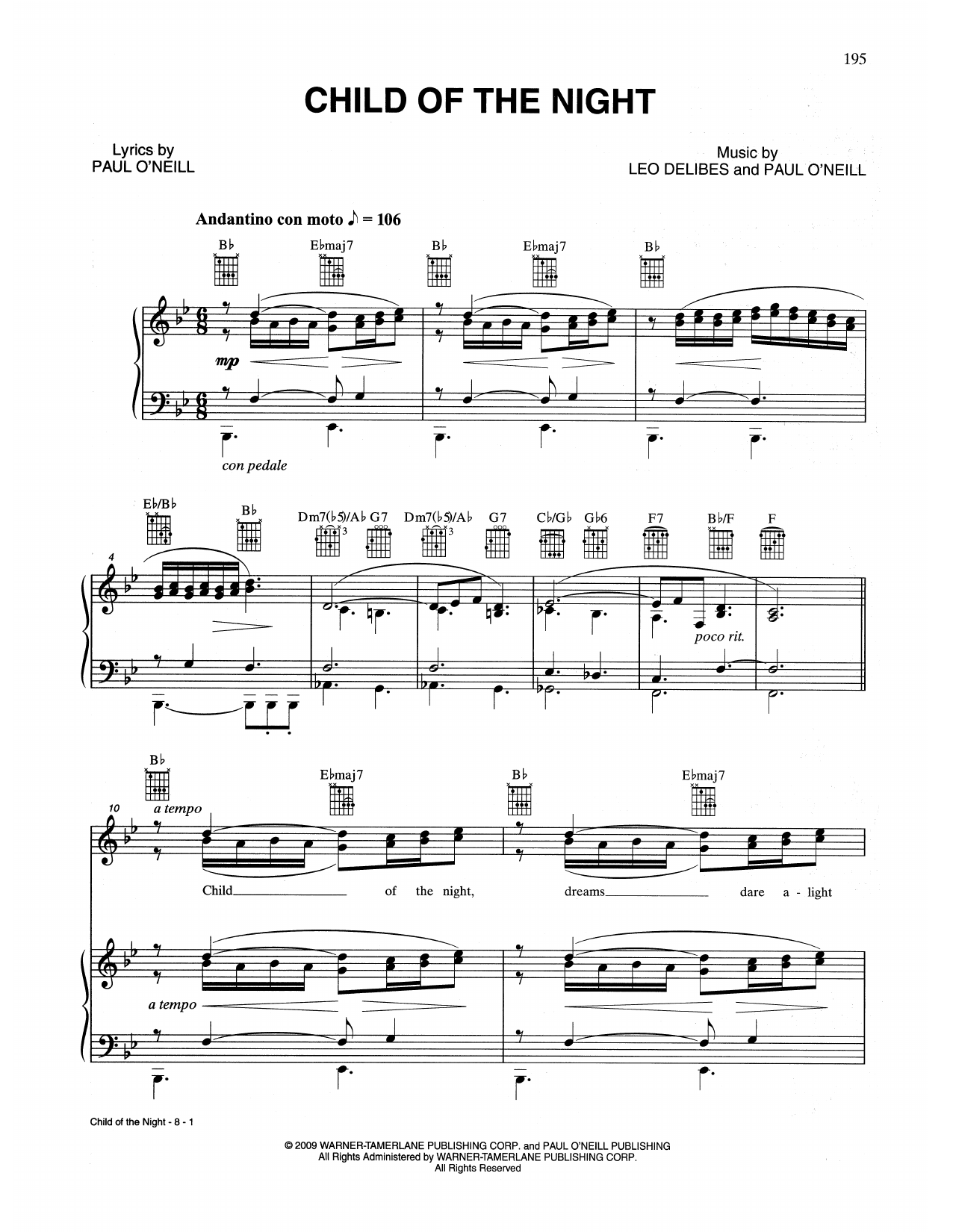 Trans-Siberian Orchestra Child Of The Night Sheet Music Notes & Chords for Piano, Vocal & Guitar (Right-Hand Melody) - Download or Print PDF