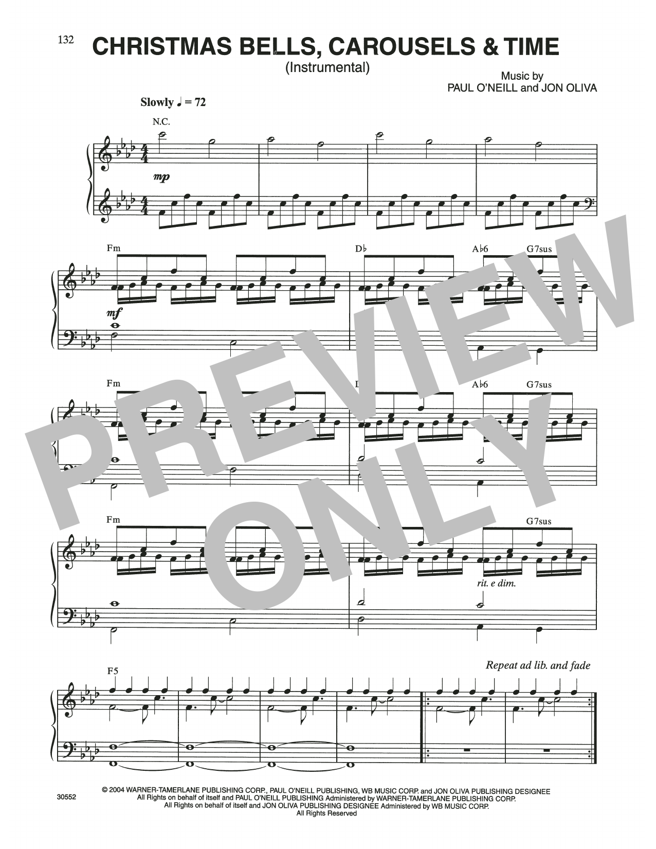 Trans-Siberian Orchestra Christmas Bells, Carousels & Time Sheet Music Notes & Chords for Piano Solo - Download or Print PDF