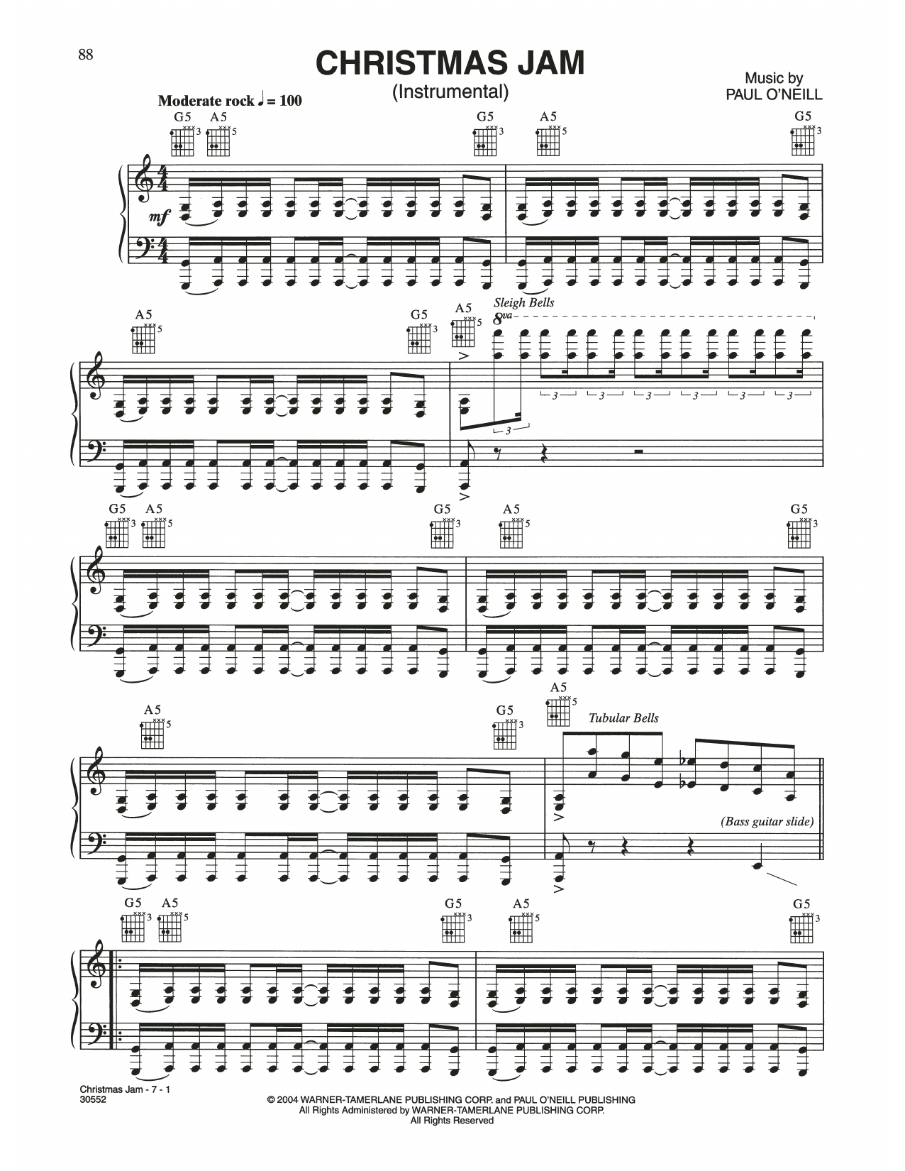 Trans-Siberian Orchestra Christmas Jam Sheet Music Notes & Chords for Piano Solo - Download or Print PDF