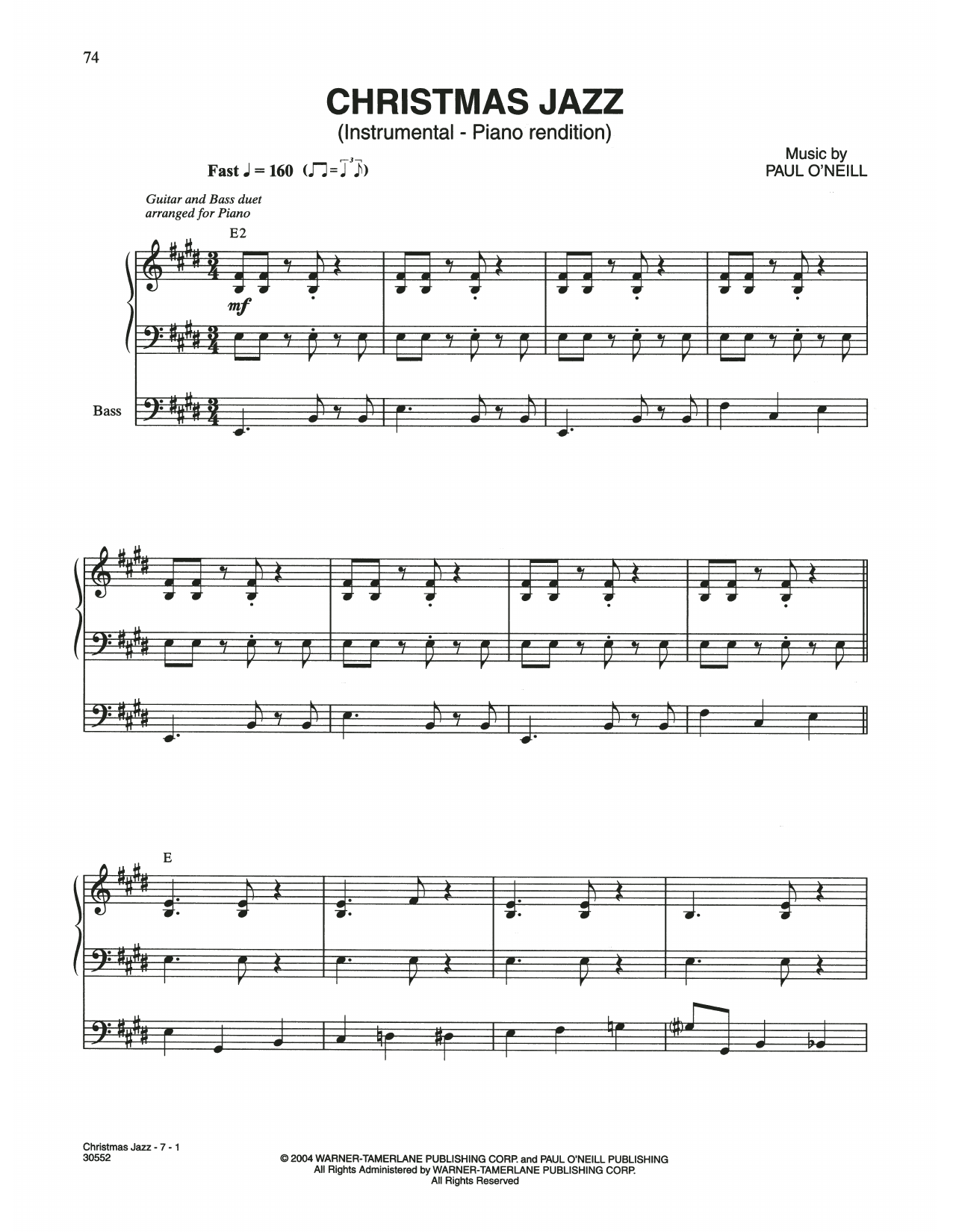 Trans-Siberian Orchestra Christmas Jazz Sheet Music Notes & Chords for Guitar Tab - Download or Print PDF