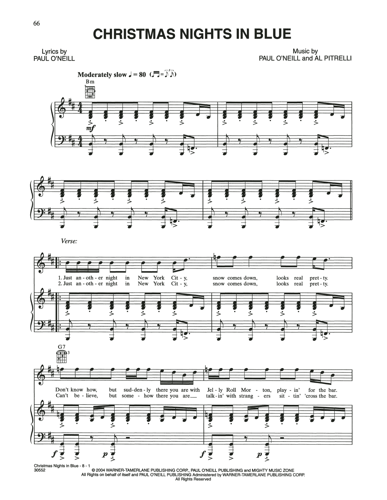 Trans-Siberian Orchestra Christmas Nights In Blue Sheet Music Notes & Chords for Piano, Vocal & Guitar (Right-Hand Melody) - Download or Print PDF