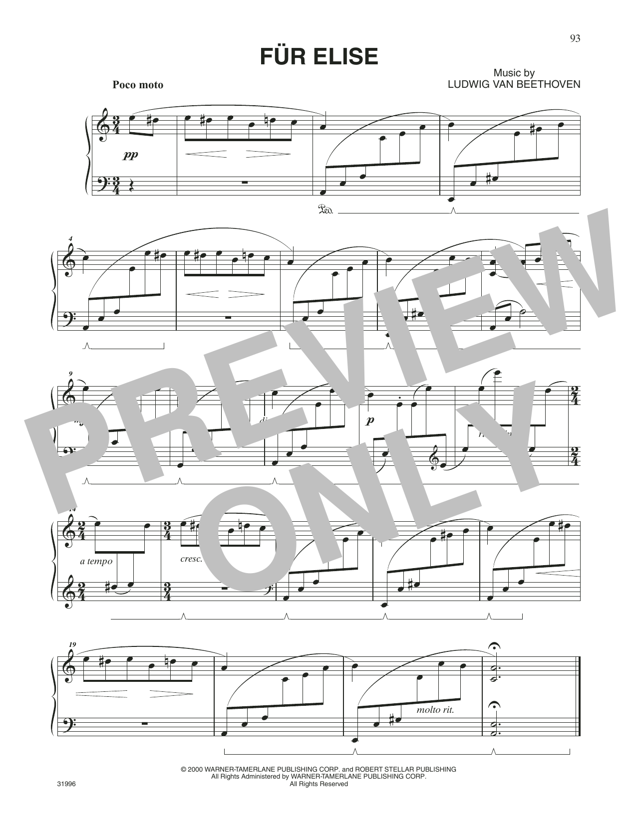 Trans-Siberian Orchestra Fur Elise Sheet Music Notes & Chords for Piano Solo - Download or Print PDF