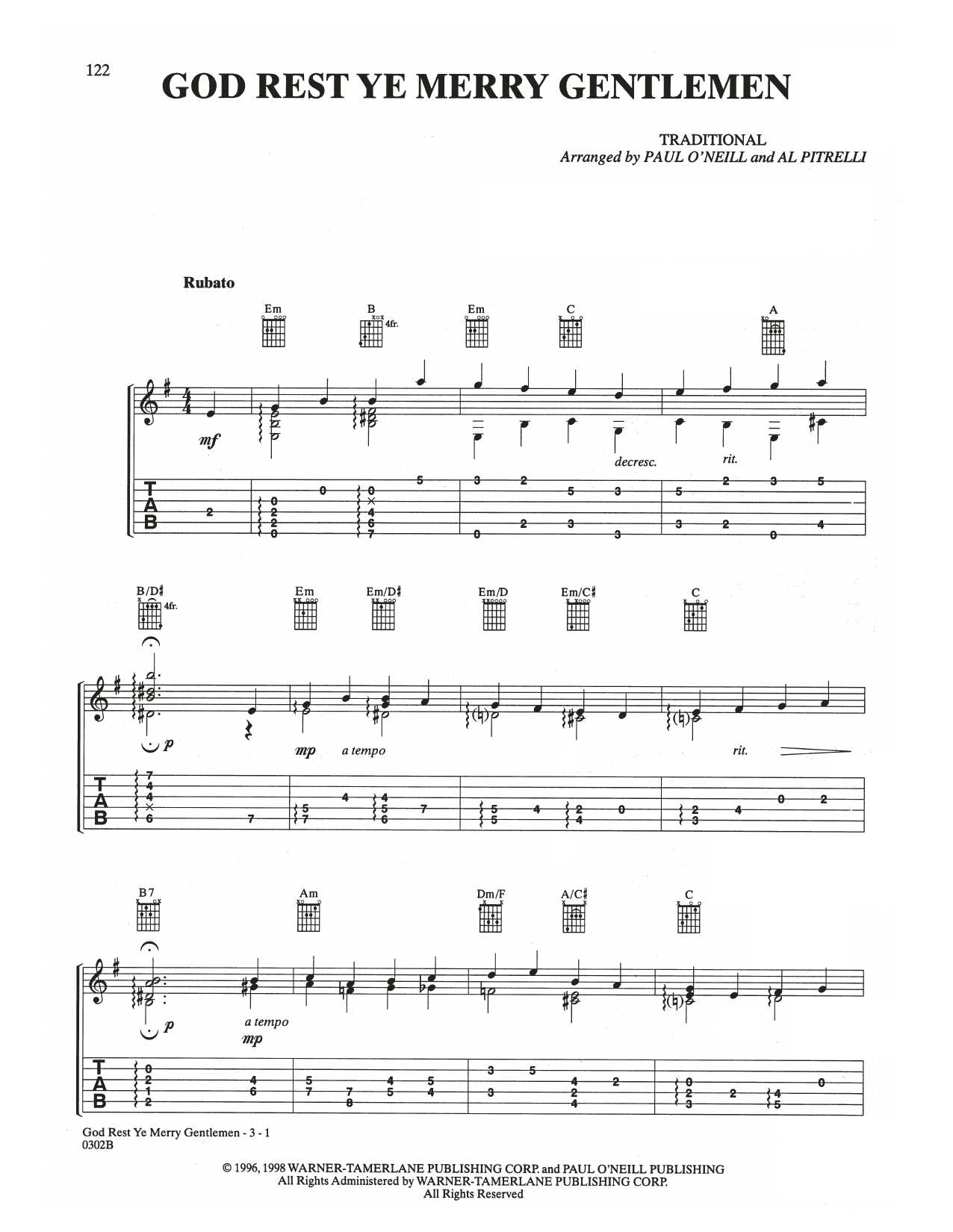 Trans-Siberian Orchestra God Rest Ye Merry Gentlemen Sheet Music Notes & Chords for Guitar Tab - Download or Print PDF