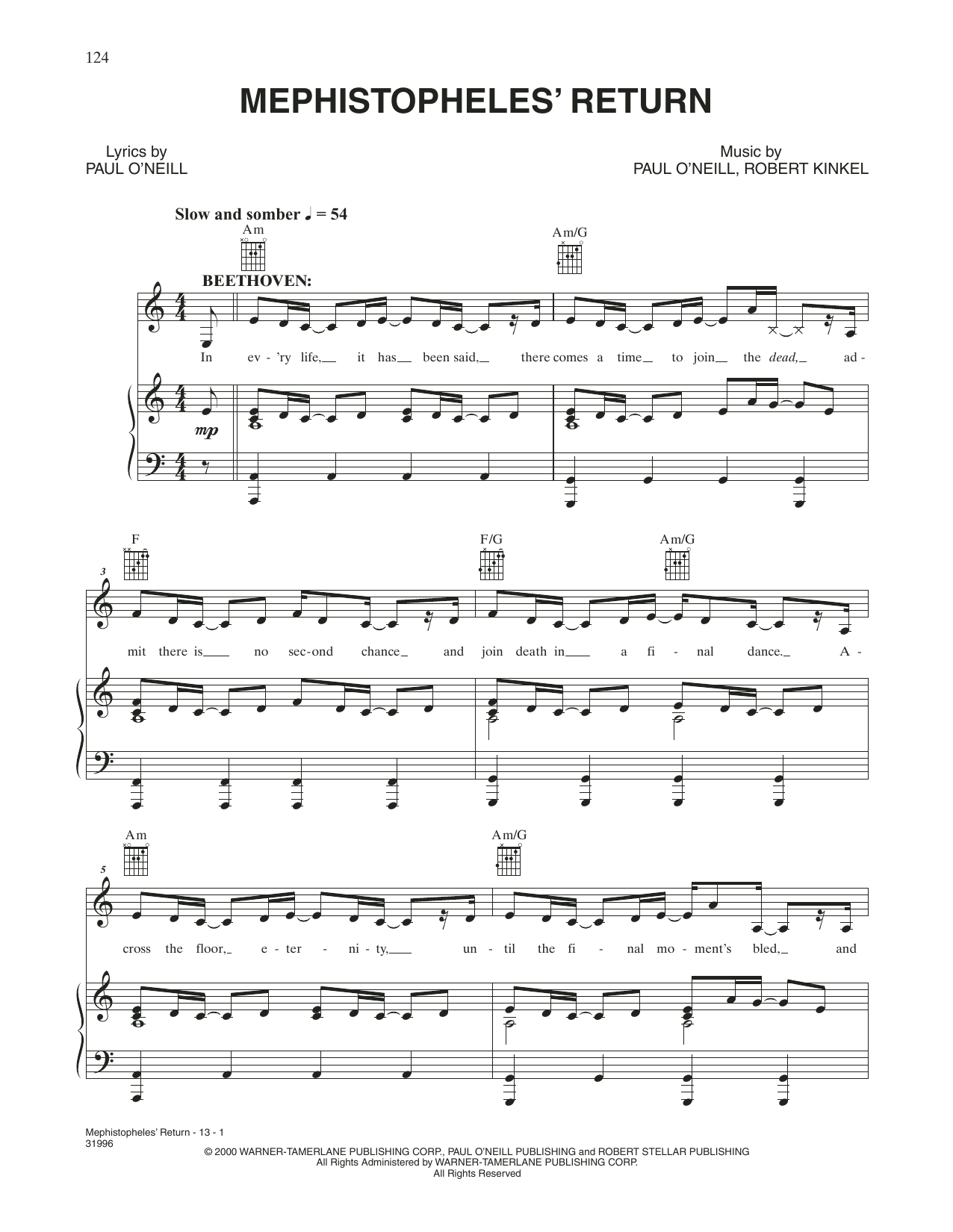 Trans-Siberian Orchestra Mephistopheles' Return Sheet Music Notes & Chords for Piano, Vocal & Guitar (Right-Hand Melody) - Download or Print PDF