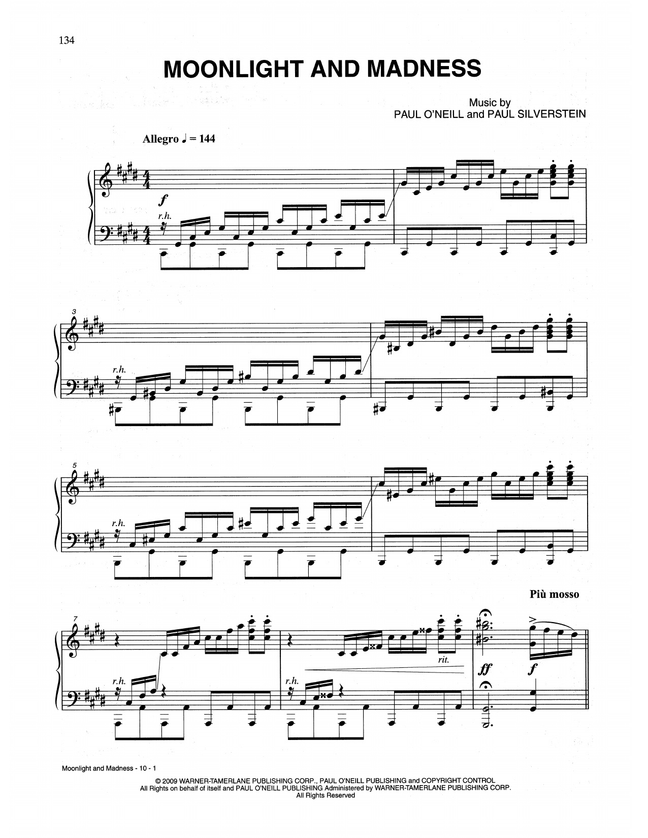 Trans-Siberian Orchestra Moonlight And Madness Sheet Music Notes & Chords for Piano Solo - Download or Print PDF