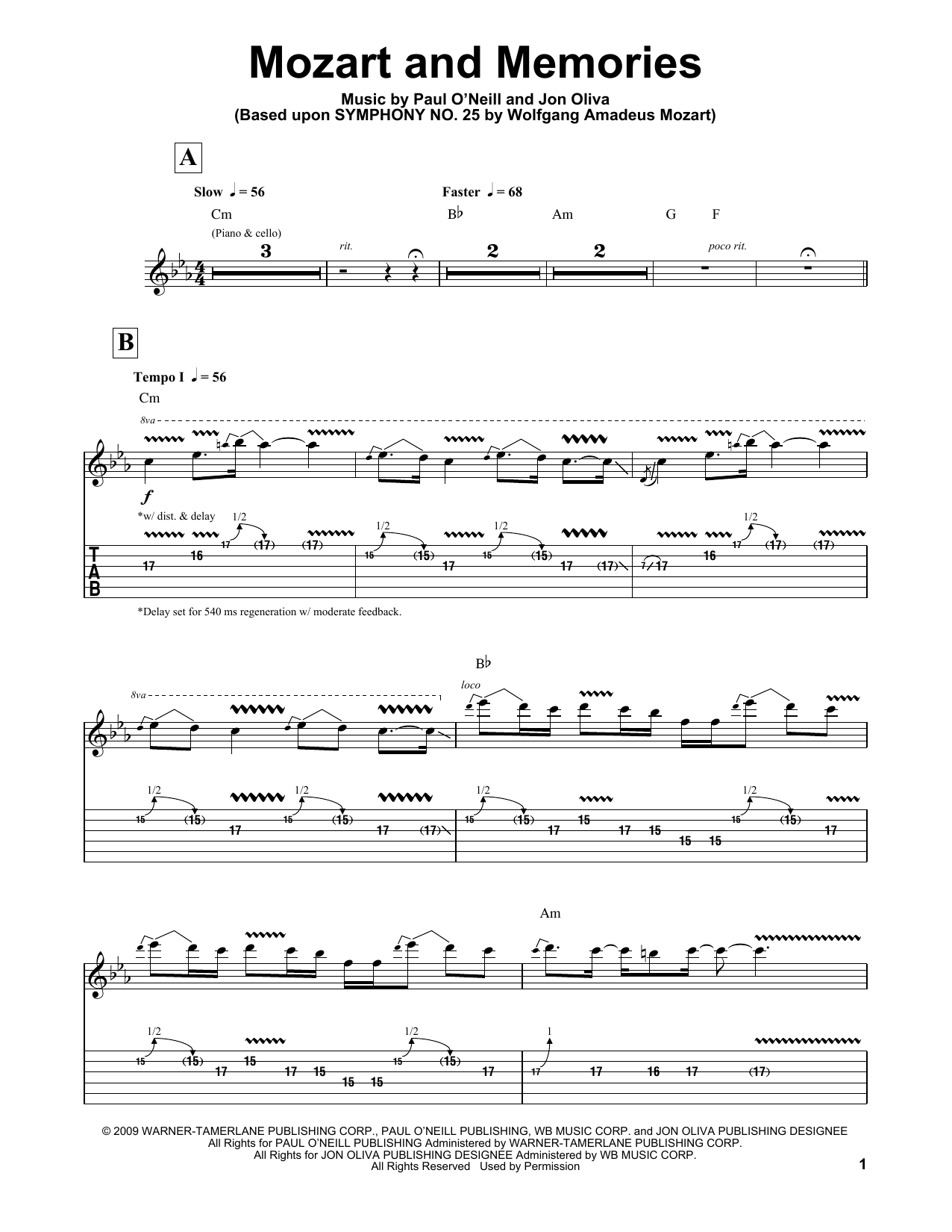 Trans-Siberian Orchestra Mozart And Memories Sheet Music Notes & Chords for Violin Solo - Download or Print PDF