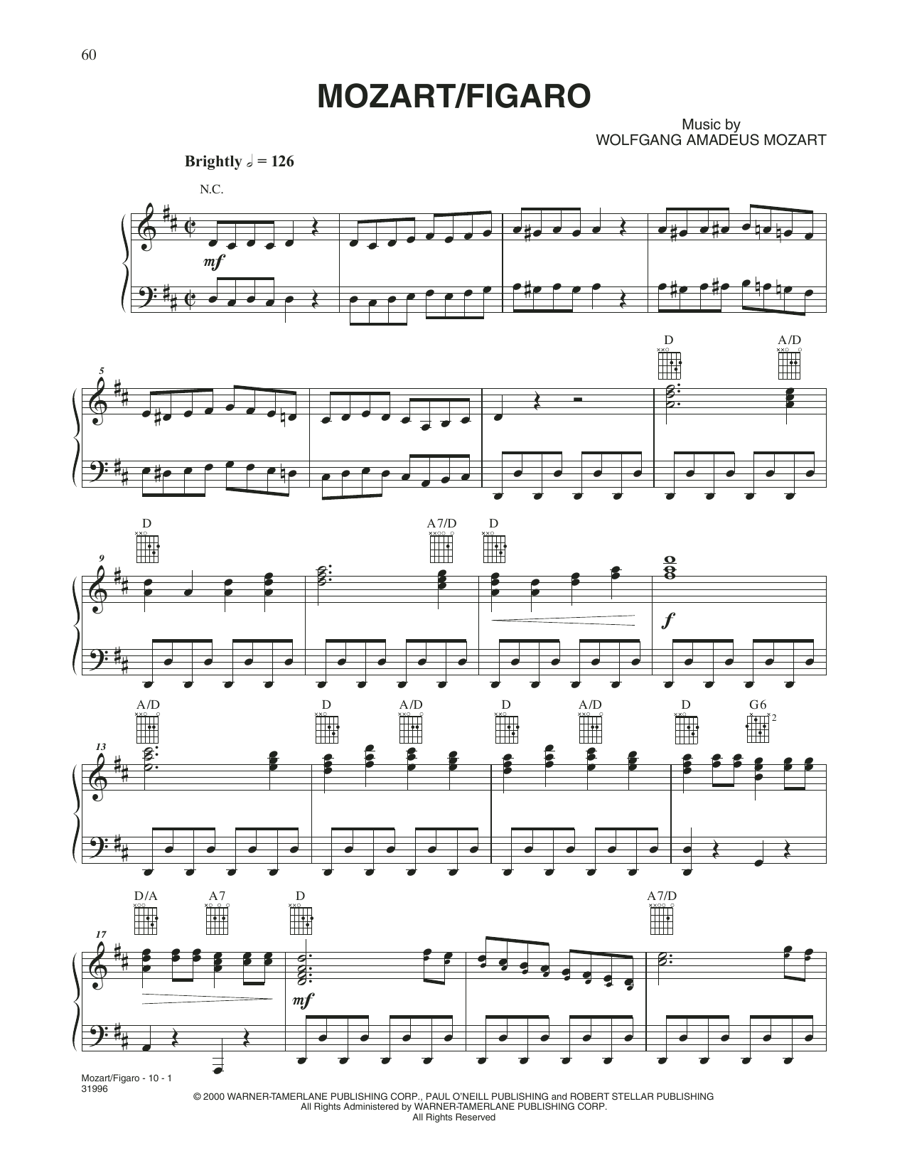 Trans-Siberian Orchestra Mozart/Figaro Sheet Music Notes & Chords for Piano Solo - Download or Print PDF