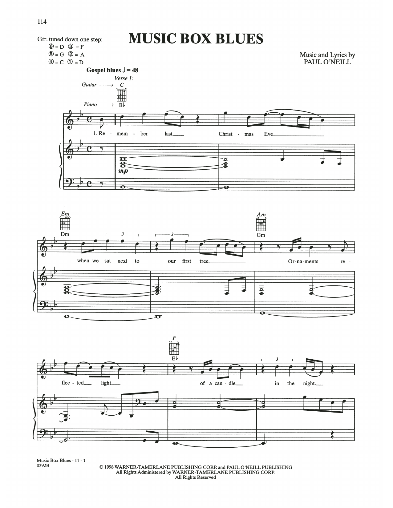 Trans-Siberian Orchestra Music Box Blues Sheet Music Notes & Chords for Piano, Vocal & Guitar (Right-Hand Melody) - Download or Print PDF