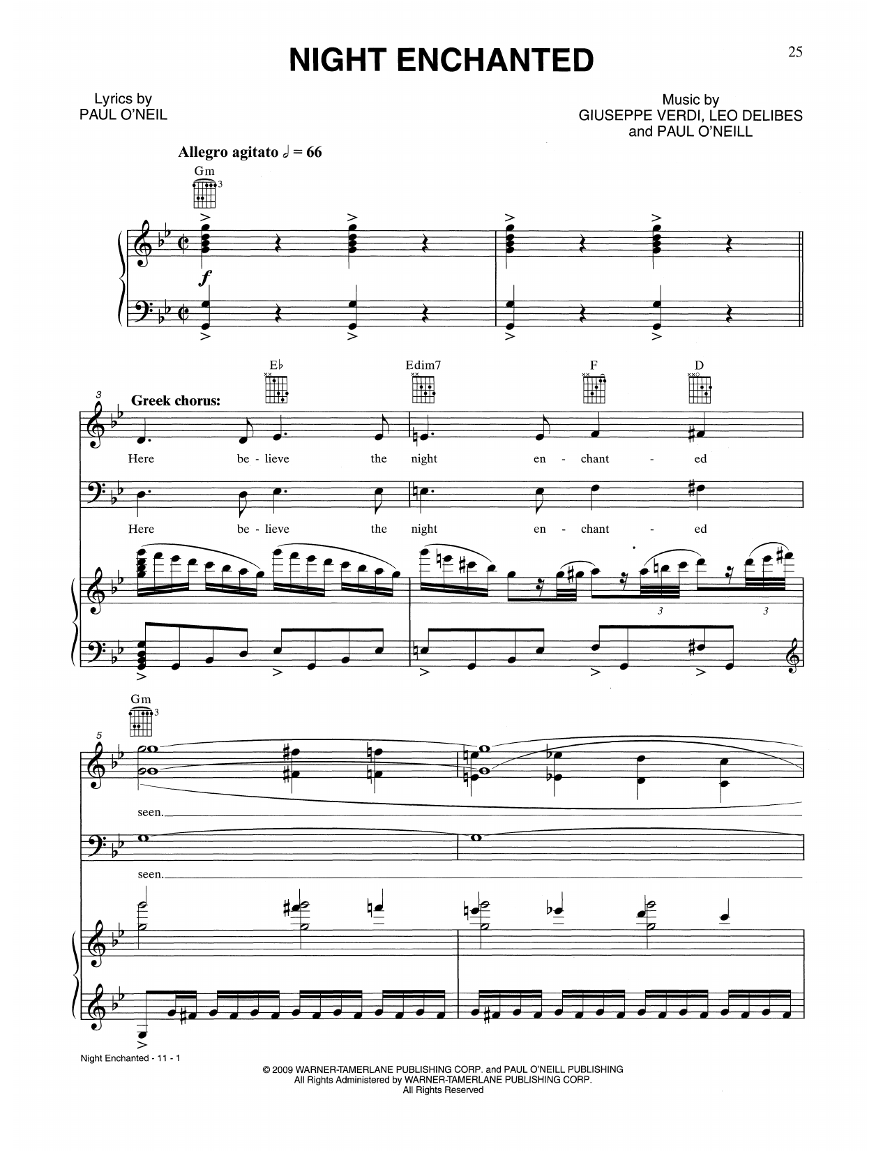 Trans-Siberian Orchestra Night Enchanted Sheet Music Notes & Chords for Piano, Vocal & Guitar (Right-Hand Melody) - Download or Print PDF