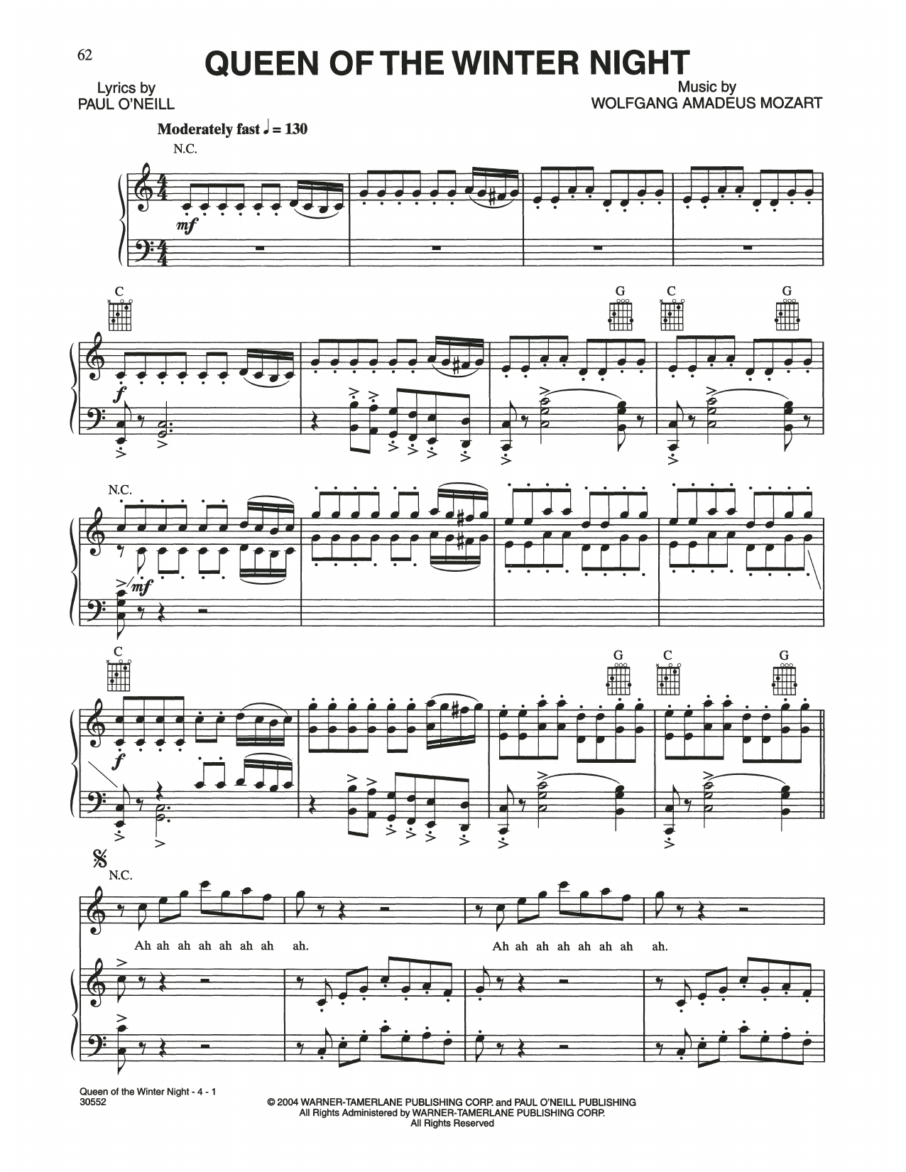 Trans-Siberian Orchestra Queen Of The Winter Night Sheet Music Notes & Chords for Piano, Vocal & Guitar (Right-Hand Melody) - Download or Print PDF