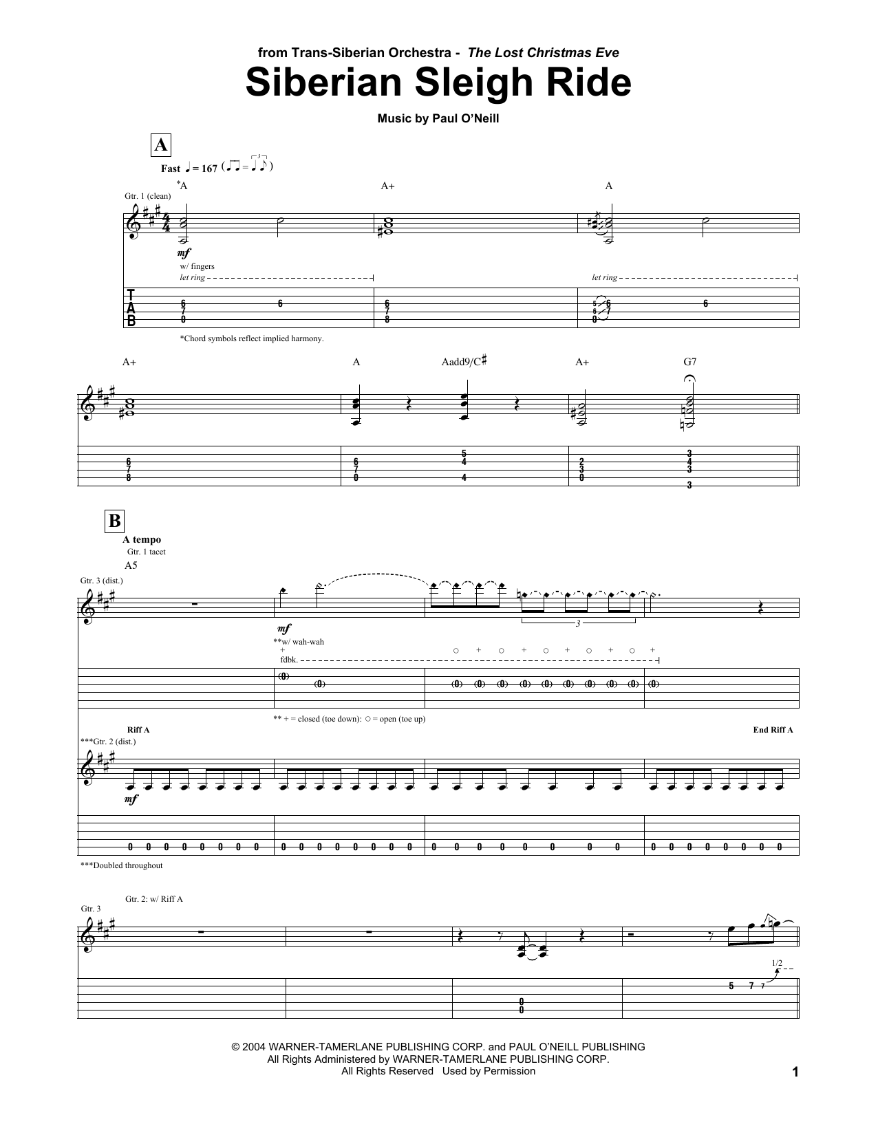 Trans-Siberian Orchestra Siberian Sleigh Ride Sheet Music Notes & Chords for Violin Solo - Download or Print PDF