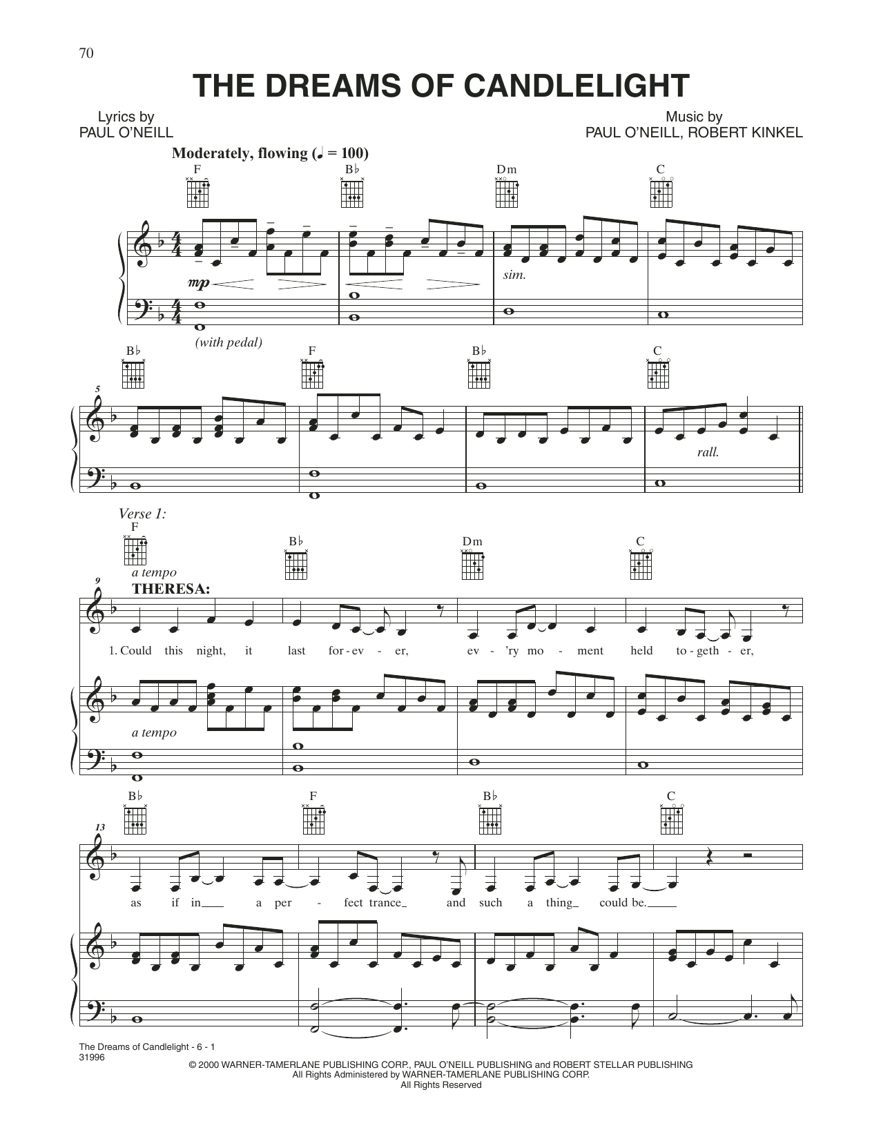 Trans-Siberian Orchestra The Dreams Of Candlelight Sheet Music Notes & Chords for Piano, Vocal & Guitar (Right-Hand Melody) - Download or Print PDF