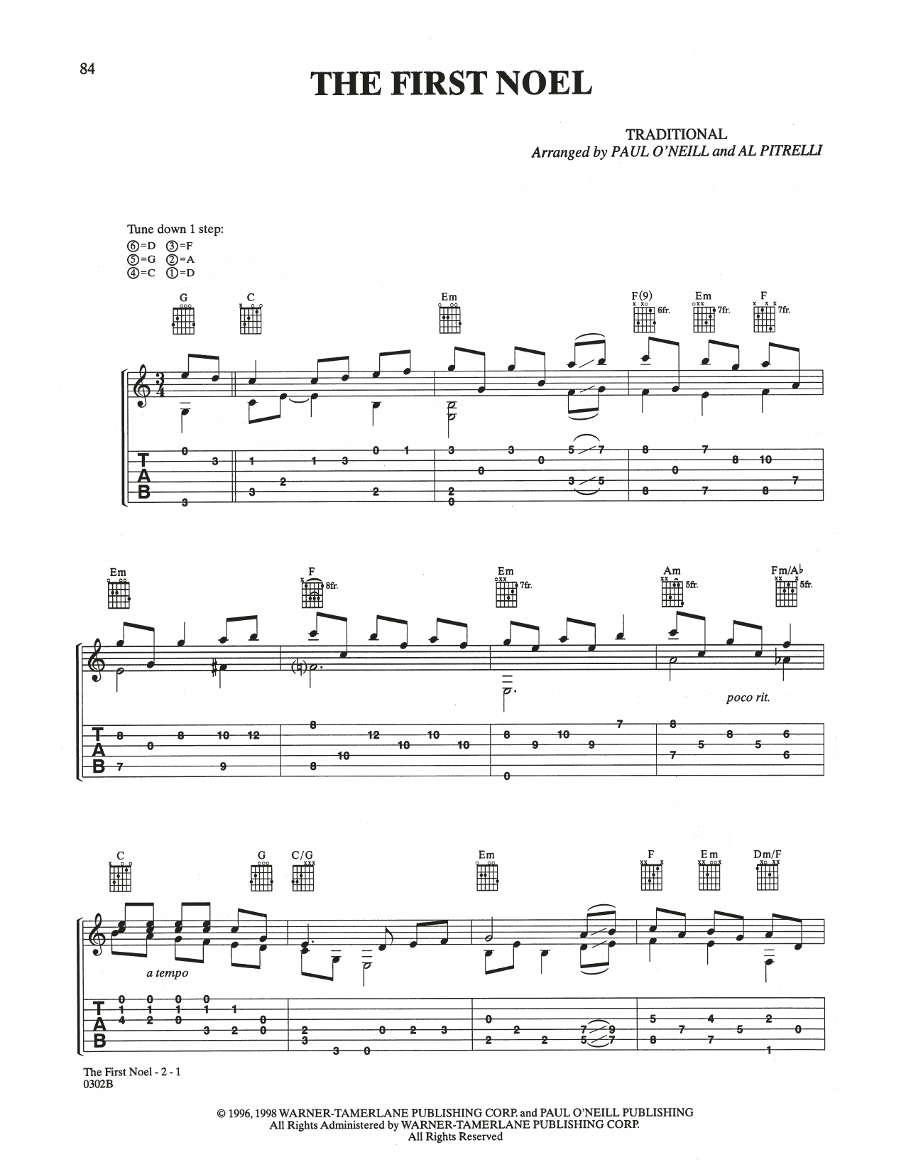 Trans-Siberian Orchestra The First Noel Sheet Music Notes & Chords for Guitar Tab - Download or Print PDF