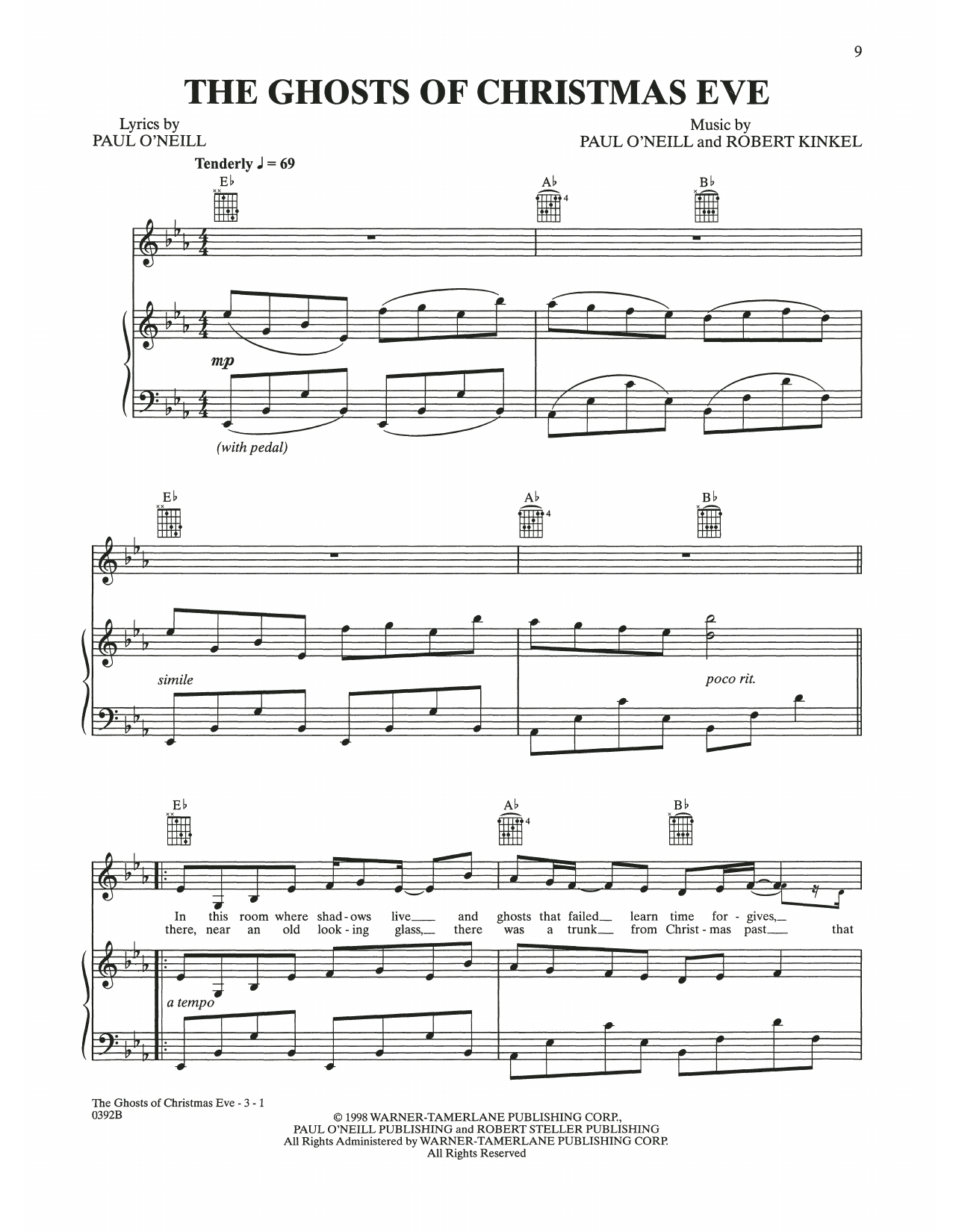 Trans-Siberian Orchestra The Ghosts Of Christmas Eve Sheet Music Notes & Chords for Piano, Vocal & Guitar (Right-Hand Melody) - Download or Print PDF