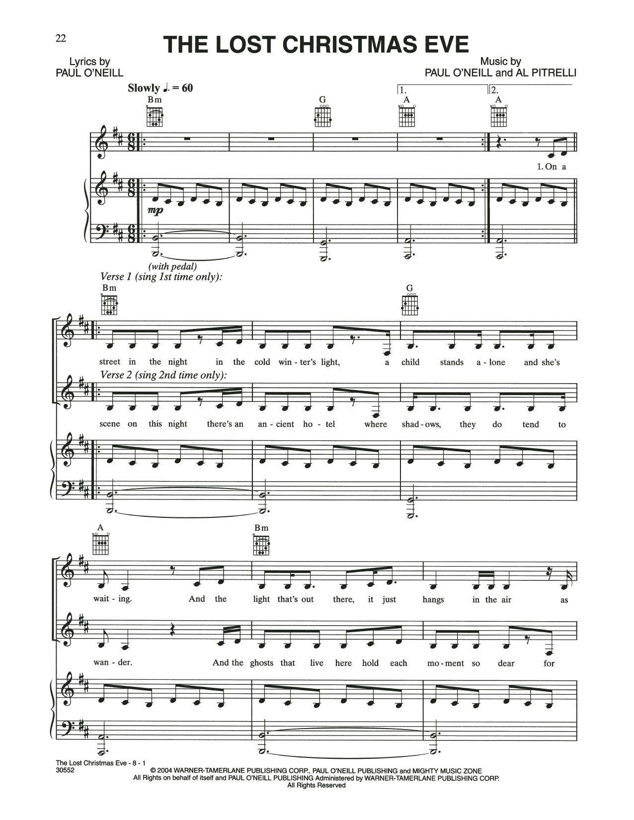 Trans-Siberian Orchestra The Lost Christmas Eve Sheet Music Notes & Chords for Piano, Vocal & Guitar (Right-Hand Melody) - Download or Print PDF