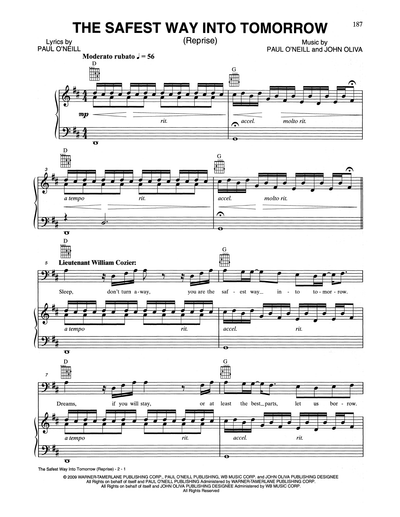 Trans-Siberian Orchestra The Safest Way Into Tomorrow (Reprise) Sheet Music Notes & Chords for Piano, Vocal & Guitar (Right-Hand Melody) - Download or Print PDF