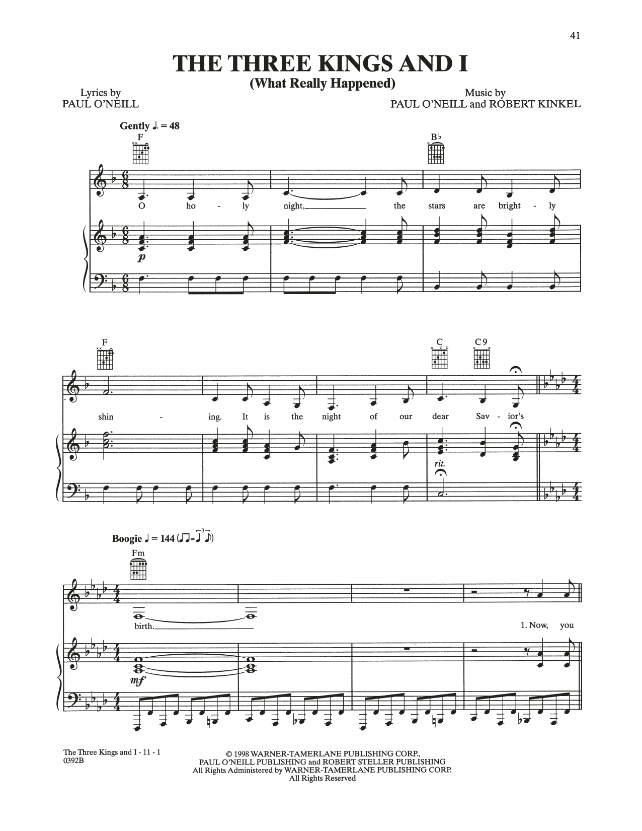 Trans-Siberian Orchestra The Three Kings And I (What Really Happened) Sheet Music Notes & Chords for Piano, Vocal & Guitar (Right-Hand Melody) - Download or Print PDF