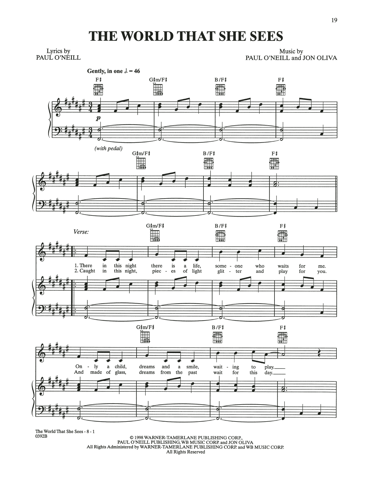 Trans-Siberian Orchestra The World That She Sees Sheet Music Notes & Chords for Piano, Vocal & Guitar (Right-Hand Melody) - Download or Print PDF