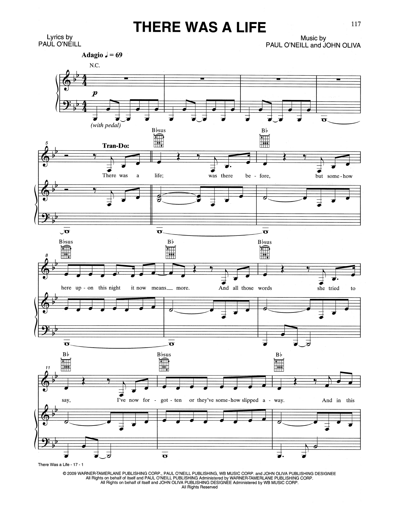 Trans-Siberian Orchestra There Was A Life Sheet Music Notes & Chords for Piano, Vocal & Guitar (Right-Hand Melody) - Download or Print PDF