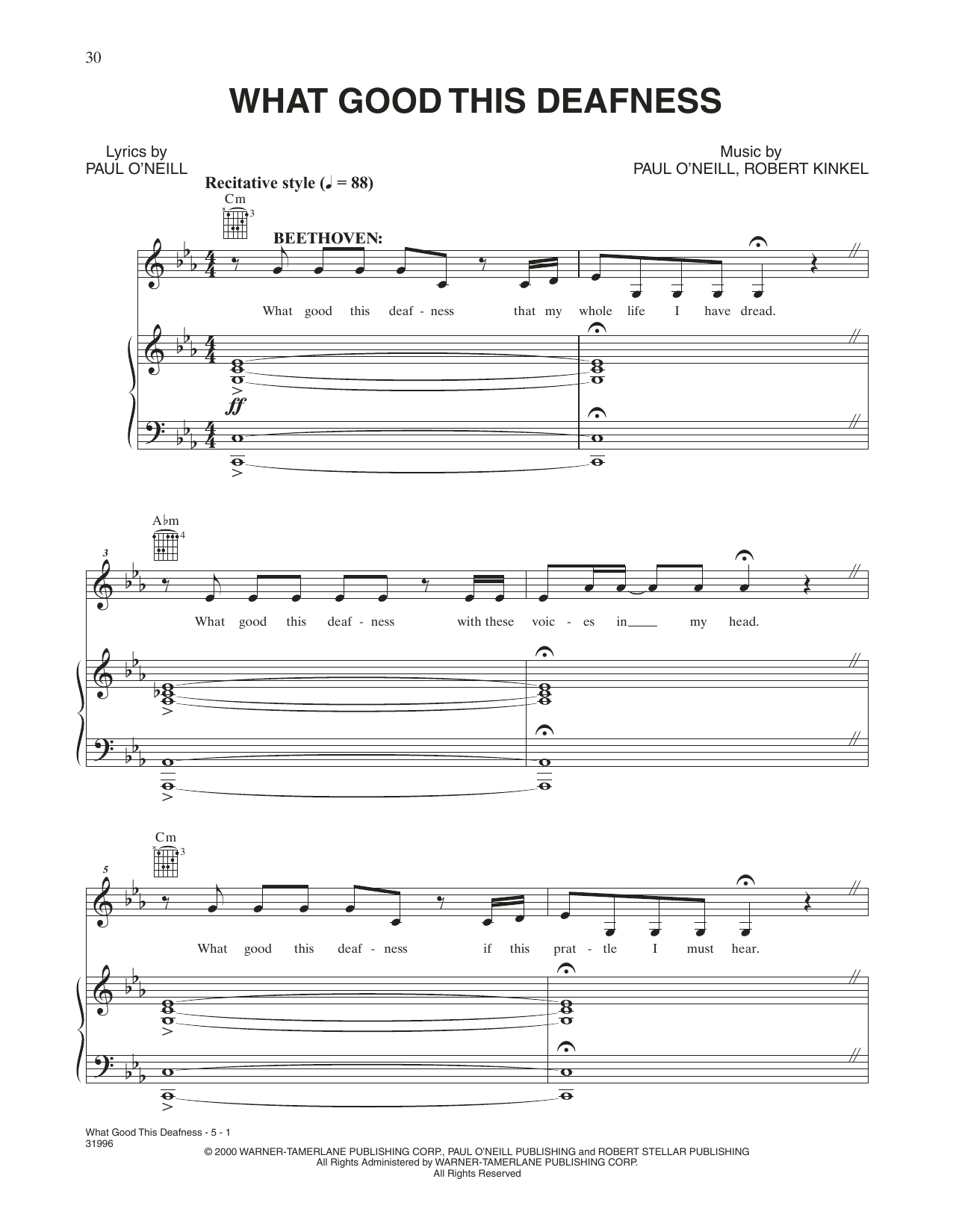 Trans-Siberian Orchestra What Good This Deafness Sheet Music Notes & Chords for Piano, Vocal & Guitar (Right-Hand Melody) - Download or Print PDF