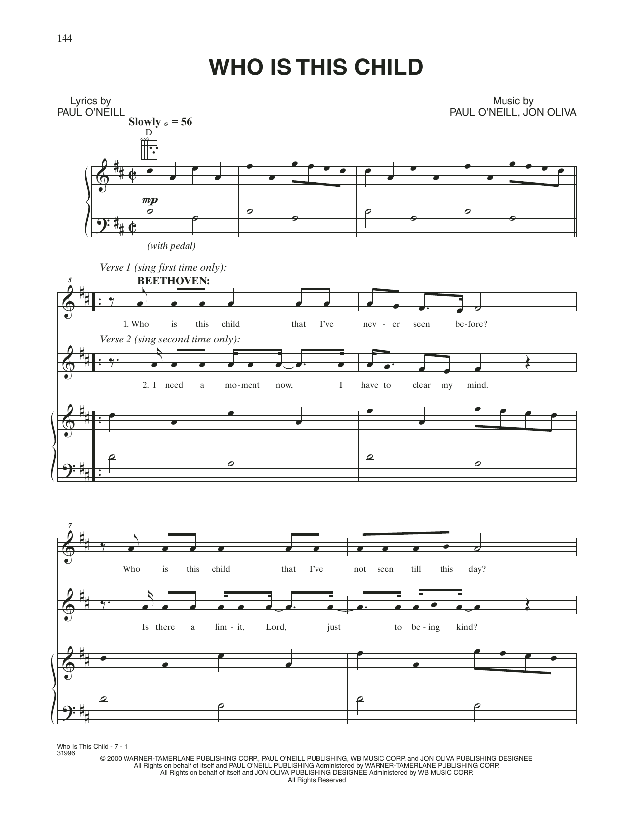Trans-Siberian Orchestra Who Is This Child Sheet Music Notes & Chords for Piano, Vocal & Guitar (Right-Hand Melody) - Download or Print PDF