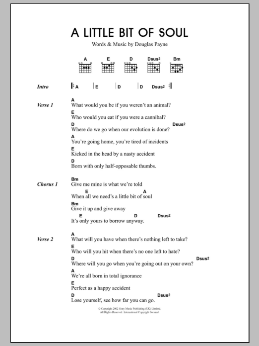 Travis A Little Bit Of Soul Sheet Music Notes & Chords for Lyrics & Chords - Download or Print PDF