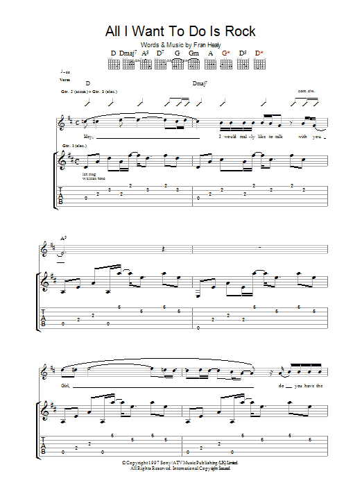 Travis All I Want To Do Is Rock Sheet Music Notes & Chords for Guitar Tab - Download or Print PDF