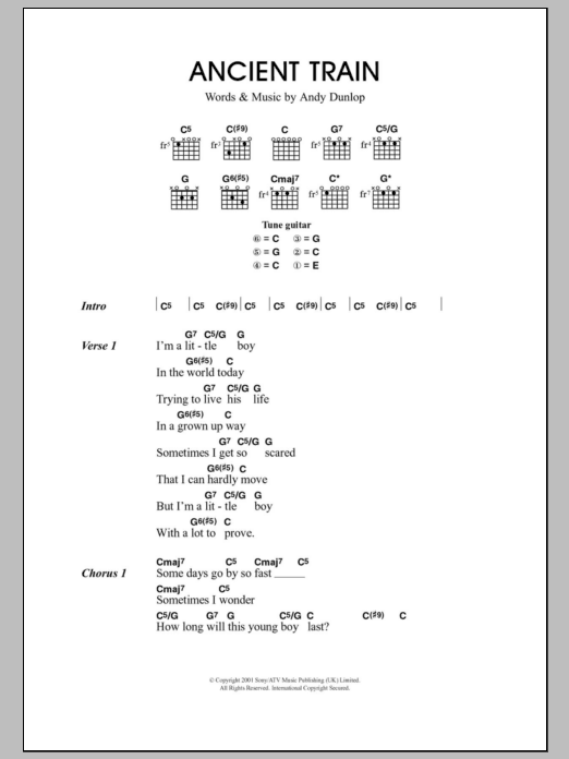 Travis Ancient Train Sheet Music Notes & Chords for Lyrics & Chords - Download or Print PDF