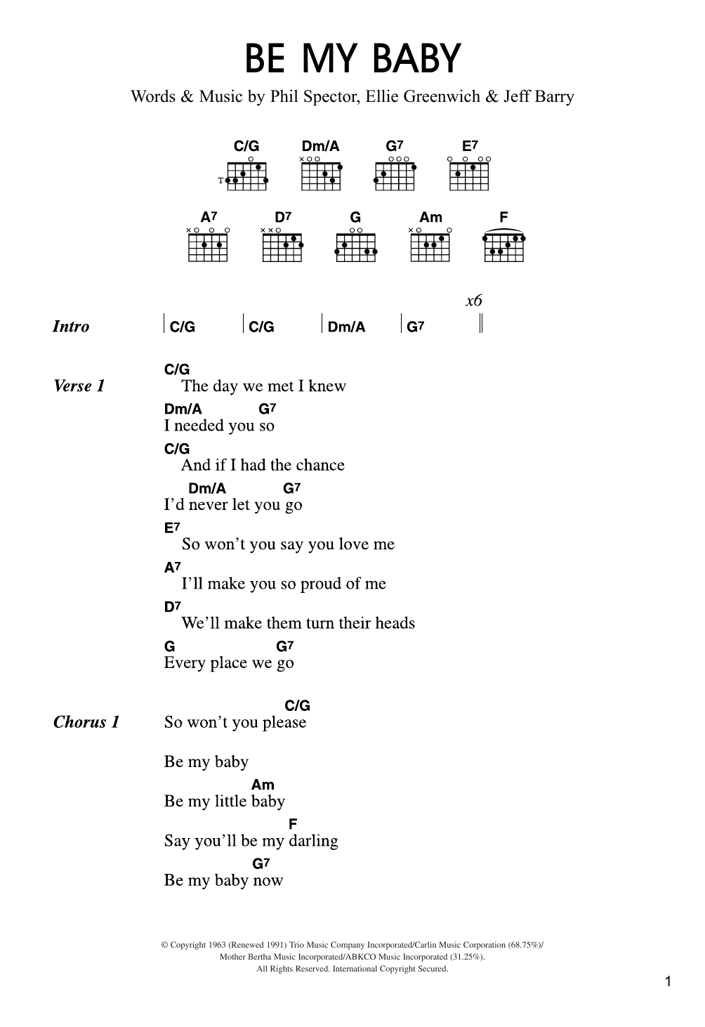 Travis Be My Baby Sheet Music Notes & Chords for Lyrics & Chords - Download or Print PDF