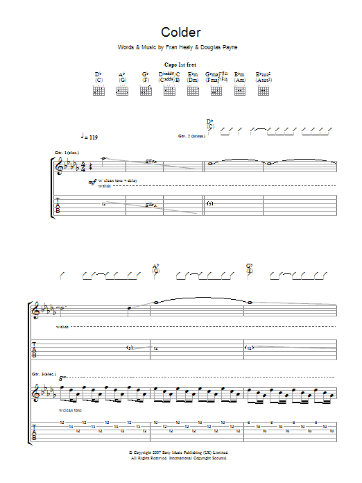Travis Colder Sheet Music Notes & Chords for Guitar Tab - Download or Print PDF