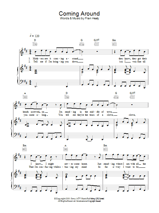 Travis Coming Around Sheet Music Notes & Chords for Piano, Vocal & Guitar - Download or Print PDF