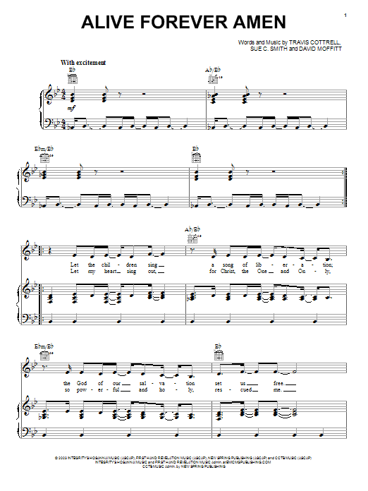 Travis Cottrell Alive Forever Amen Sheet Music Notes & Chords for Easy Piano - Download or Print PDF
