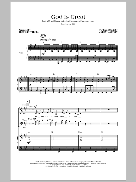Travis Cottrell God Is Great Sheet Music Notes & Chords for SATB - Download or Print PDF