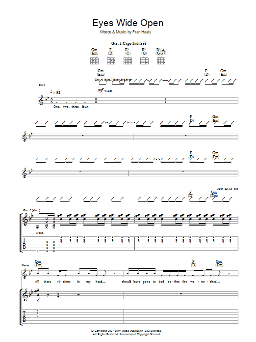 Travis Eyes Wide Open Sheet Music Notes & Chords for Guitar Tab - Download or Print PDF